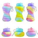 550ML Collapsible Water Bottles Outdoor Sports Fold Water Cup Silicone Leakproof Portable Kettle Travel Children Adult Bottle