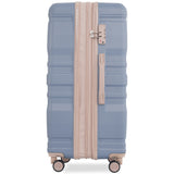 Luggage Sets New Model Expandable ABS Hardshell 3pcs Clearance Luggage Hardside Lightweight Durable Suitcase sets Spinner Wheels Suitcase with TSA Lock 20''24''28''(light blue and golden)