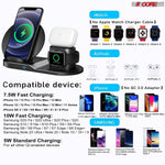 Wireless Charger 3 in 1 10W / 15W Qi Fast Charging Pad Dock Station Travel Chargers for Multiple Devices for iPhones, Android, Galaxy S- Series, Watch, Earbuds - 5 Core WCR 3