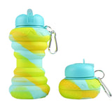 550ML Collapsible Water Bottles Outdoor Sports Fold Water Cup Silicone Leakproof Portable Kettle Travel Children Adult Bottle