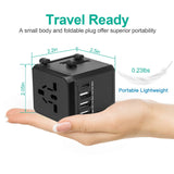 Universal Travel Power Adapter All in One AC Power Plug Adapter International Wall Charger with 4 Charging Ports for Phones Tablets Cameras US UK EU AU Plug