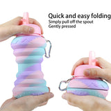 550ML Collapsible Water Bottles Outdoor Sports Fold Water Cup Silicone Leakproof Portable Kettle Travel Children Adult Bottle